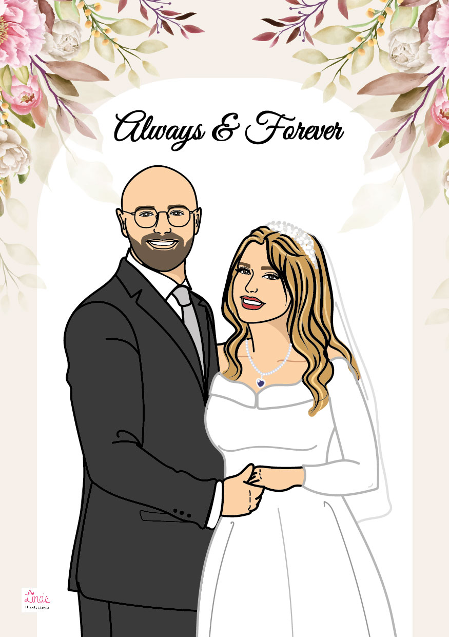Personalized Wedding Photo Illustration