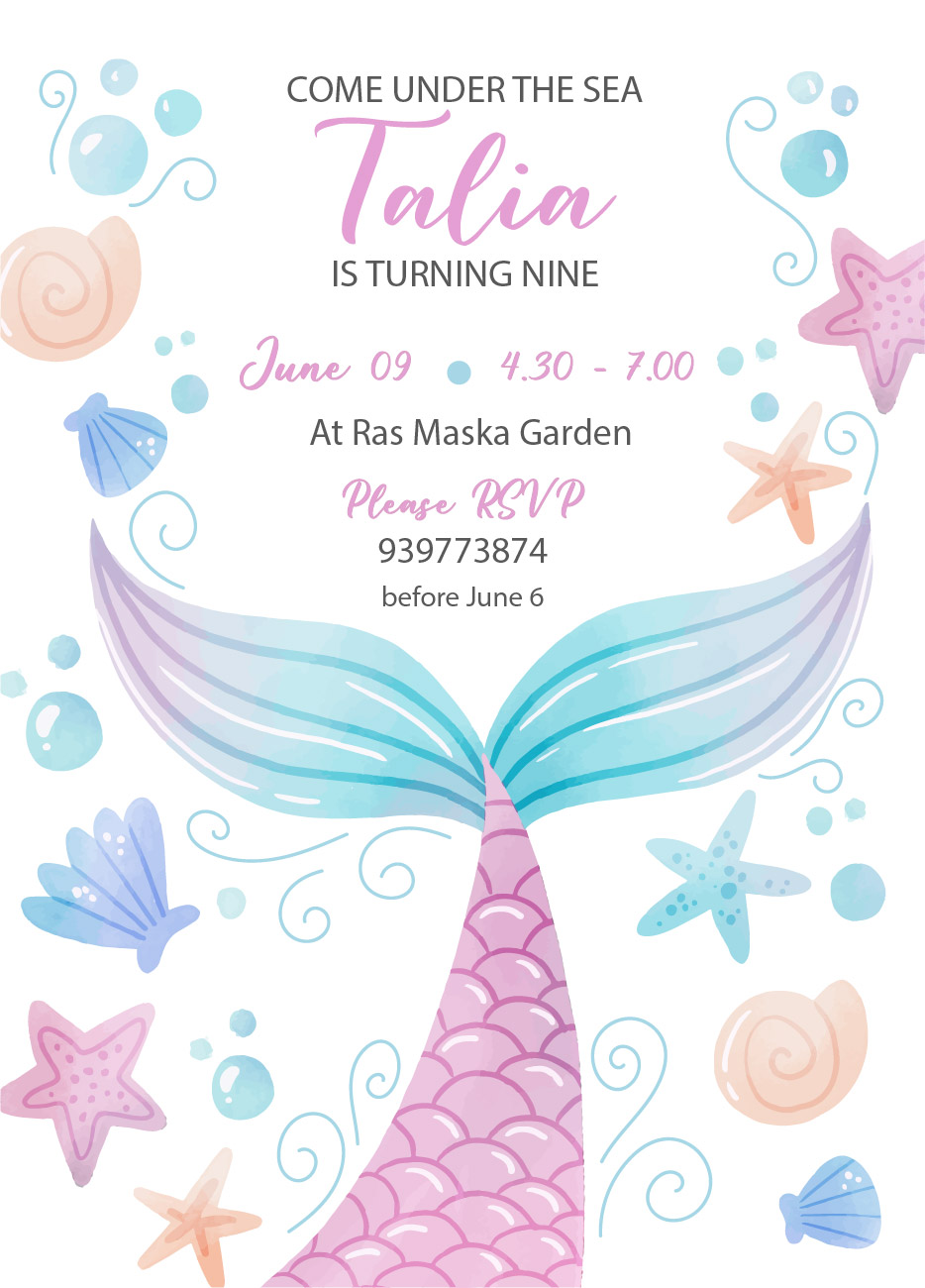 Mermaid Birthday Invitation