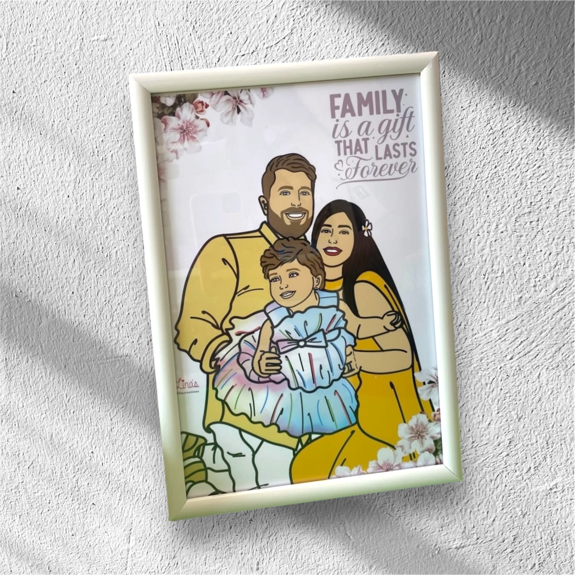 A4 Framed Family Illustration